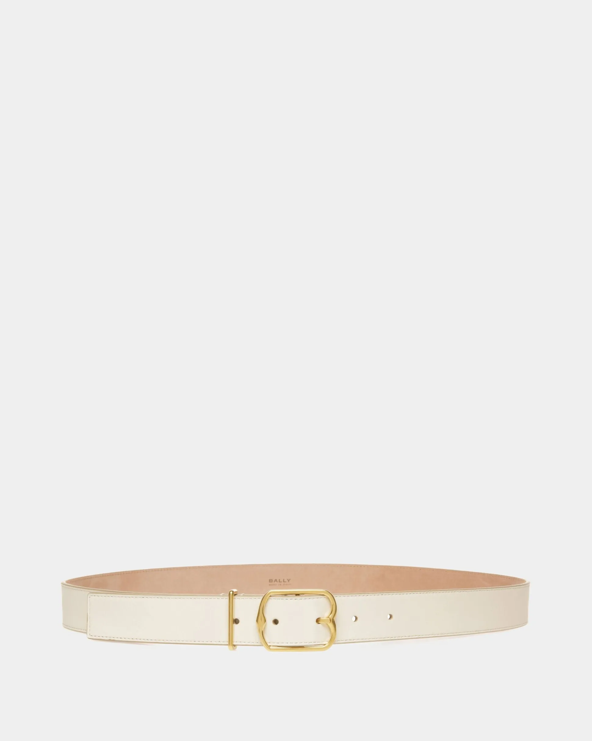 Emblem Belt In Bone Leather