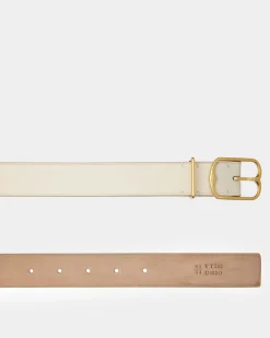 Emblem Belt In Bone Leather