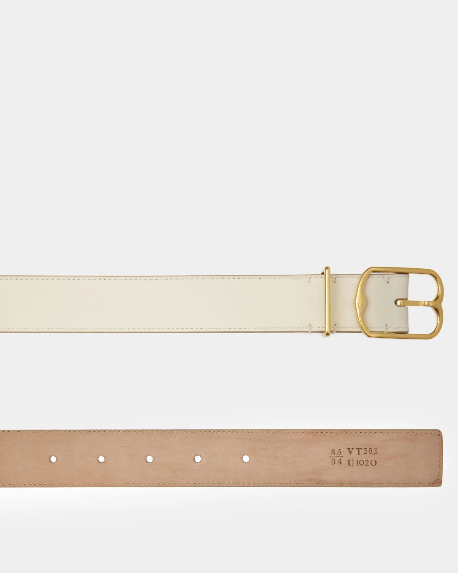 Emblem Belt In Bone Leather