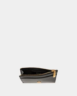 Emblem Card Holder In Black Leather