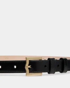 Emblem 85 cm Belt in Black Brushed Leather