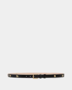 Emblem 105 cm Belt in Black Brushed Leather