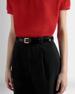 Emblem 105 cm Belt in Black Brushed Leather