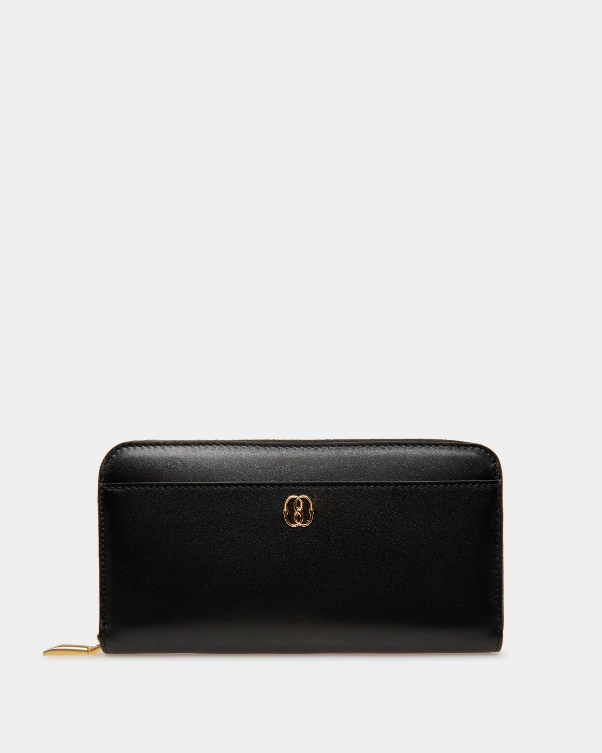 Emblem Long Wallet in Black Leather