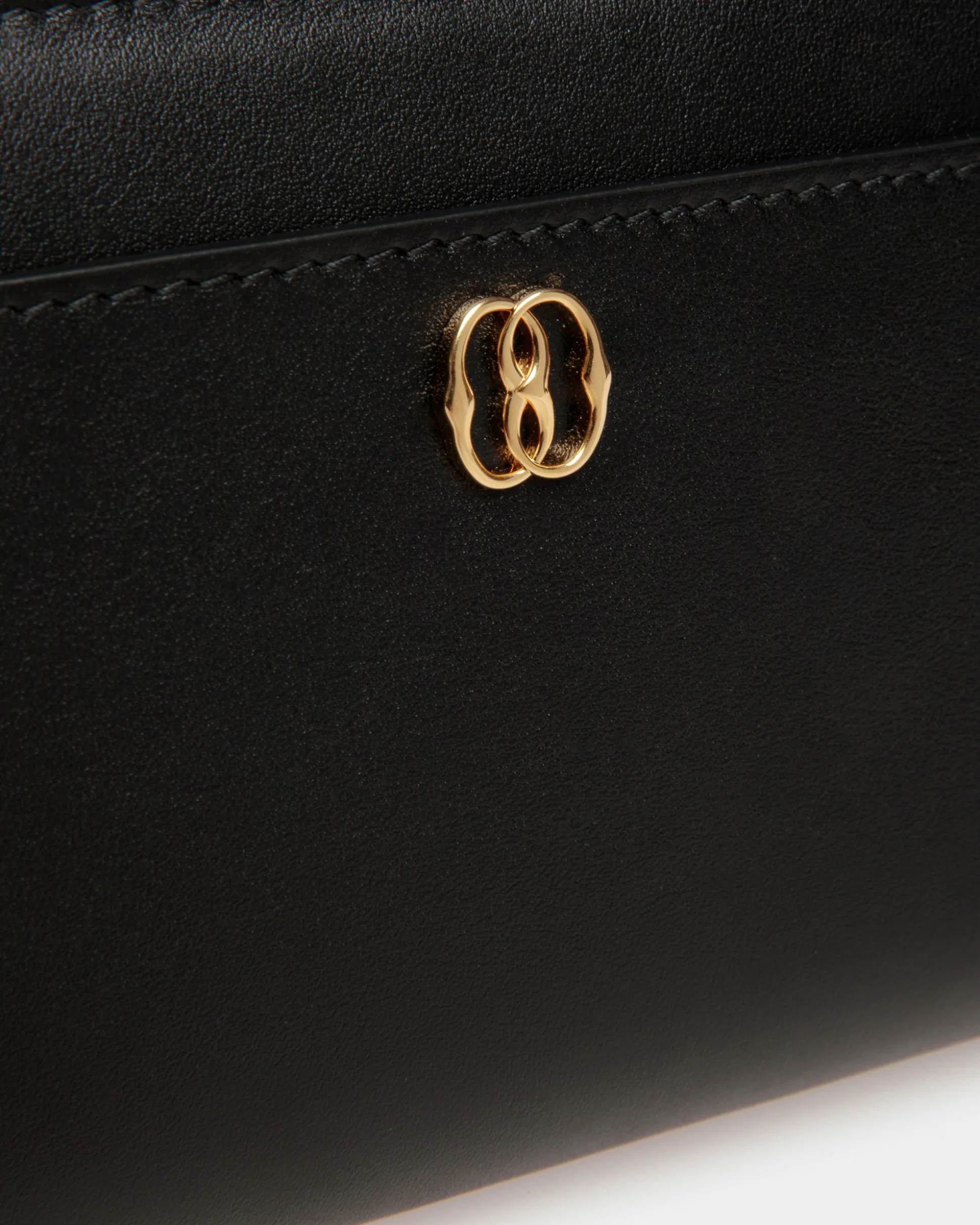 Emblem Long Wallet in Black Leather