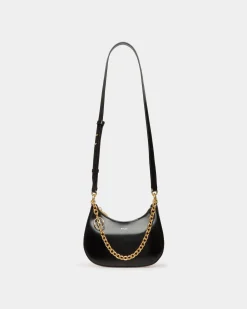 Emblem Mini Crossbody Bag in Black Brushed Leather