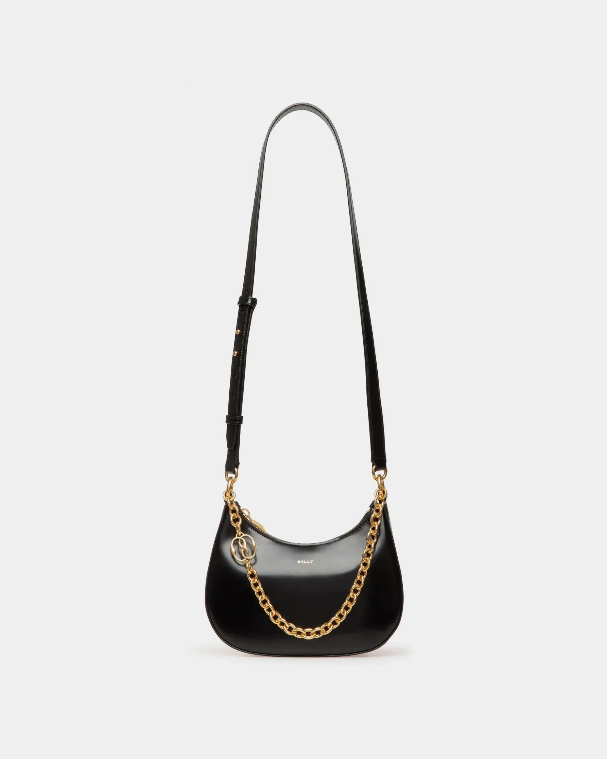 Emblem Mini Crossbody Bag in Black Brushed Leather