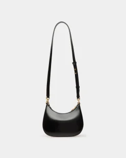 Emblem Mini Crossbody Bag in Black Brushed Leather