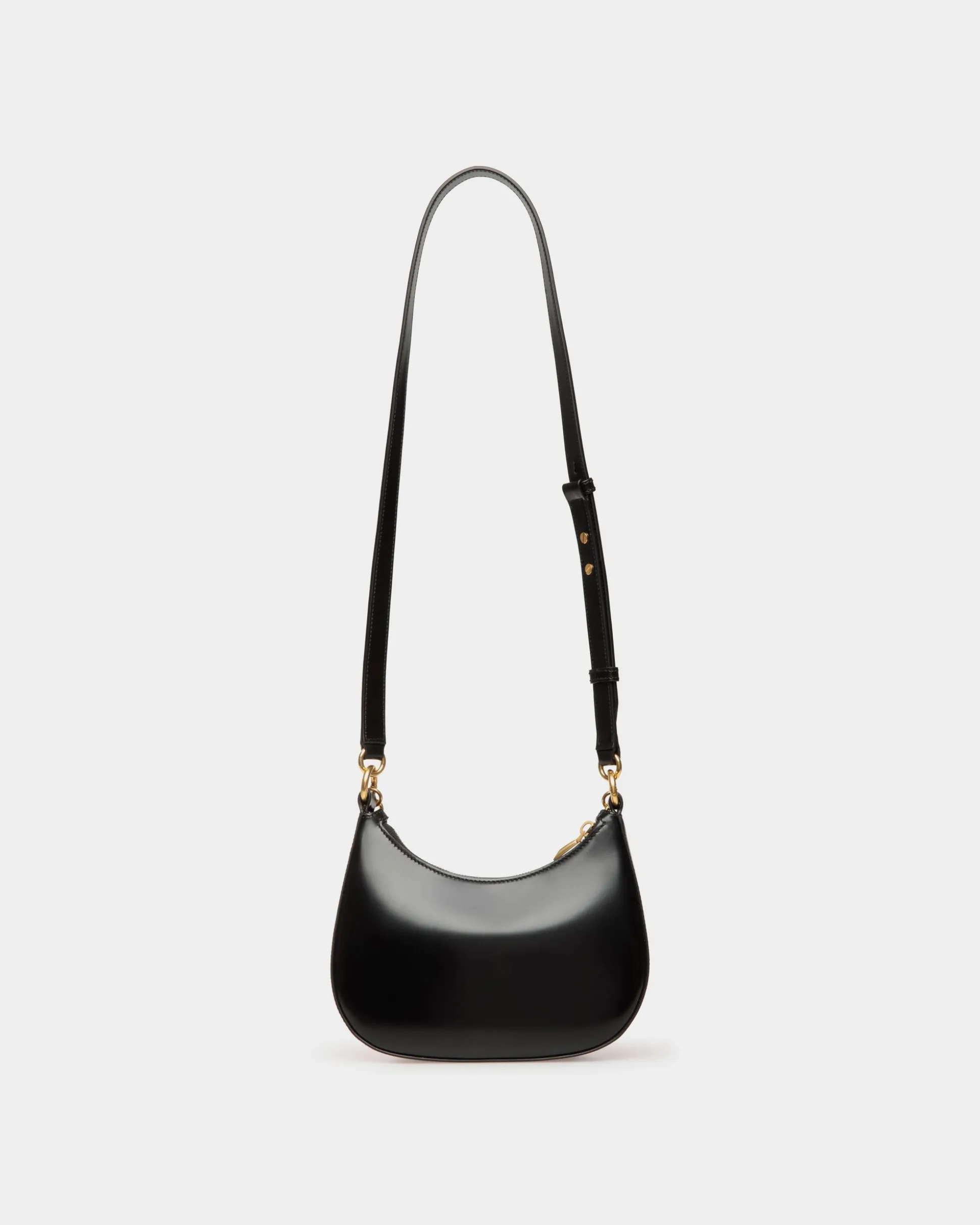 Emblem Mini Crossbody Bag in Black Brushed Leather