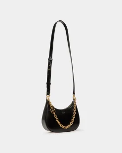 Emblem Mini Crossbody Bag in Black Brushed Leather