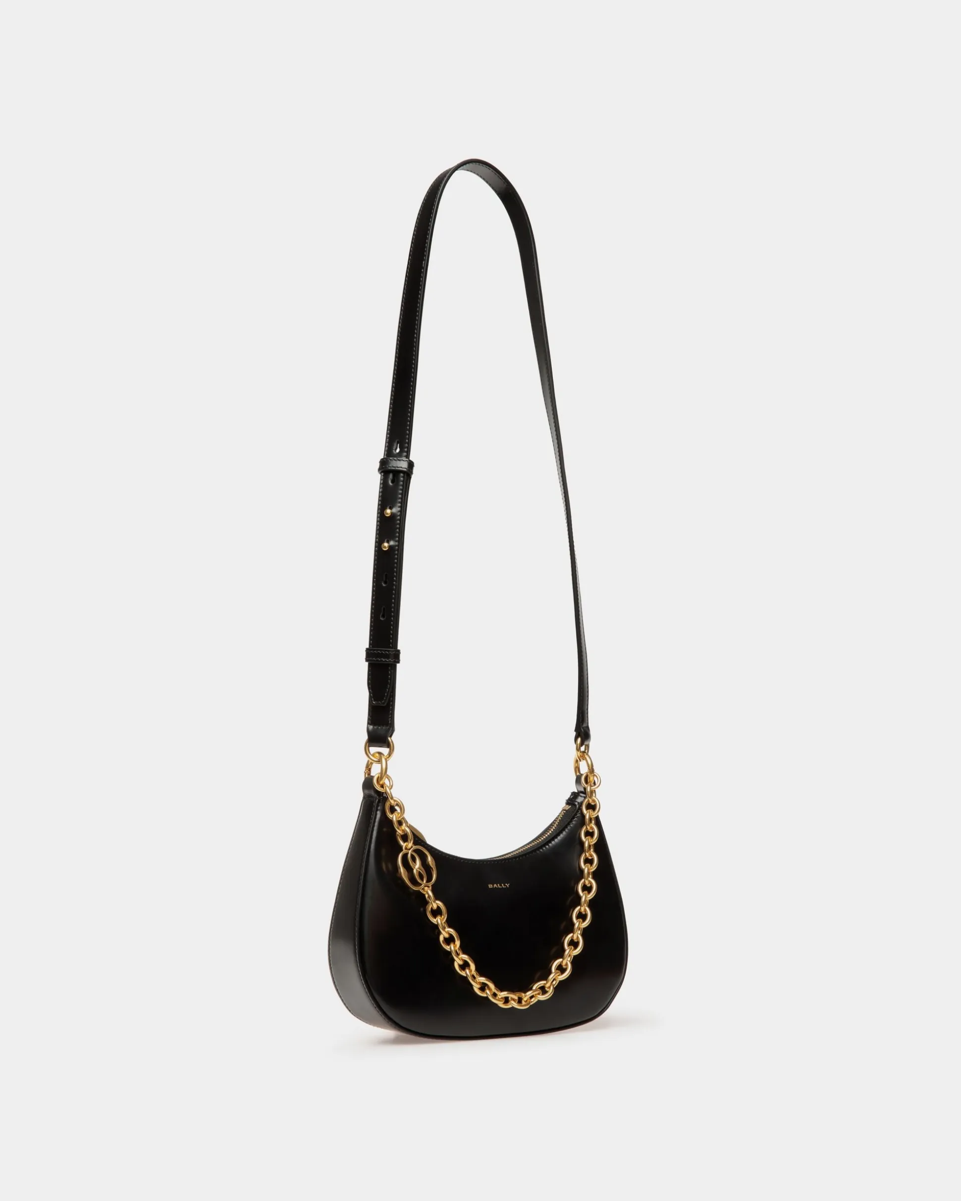 Emblem Mini Crossbody Bag in Black Brushed Leather