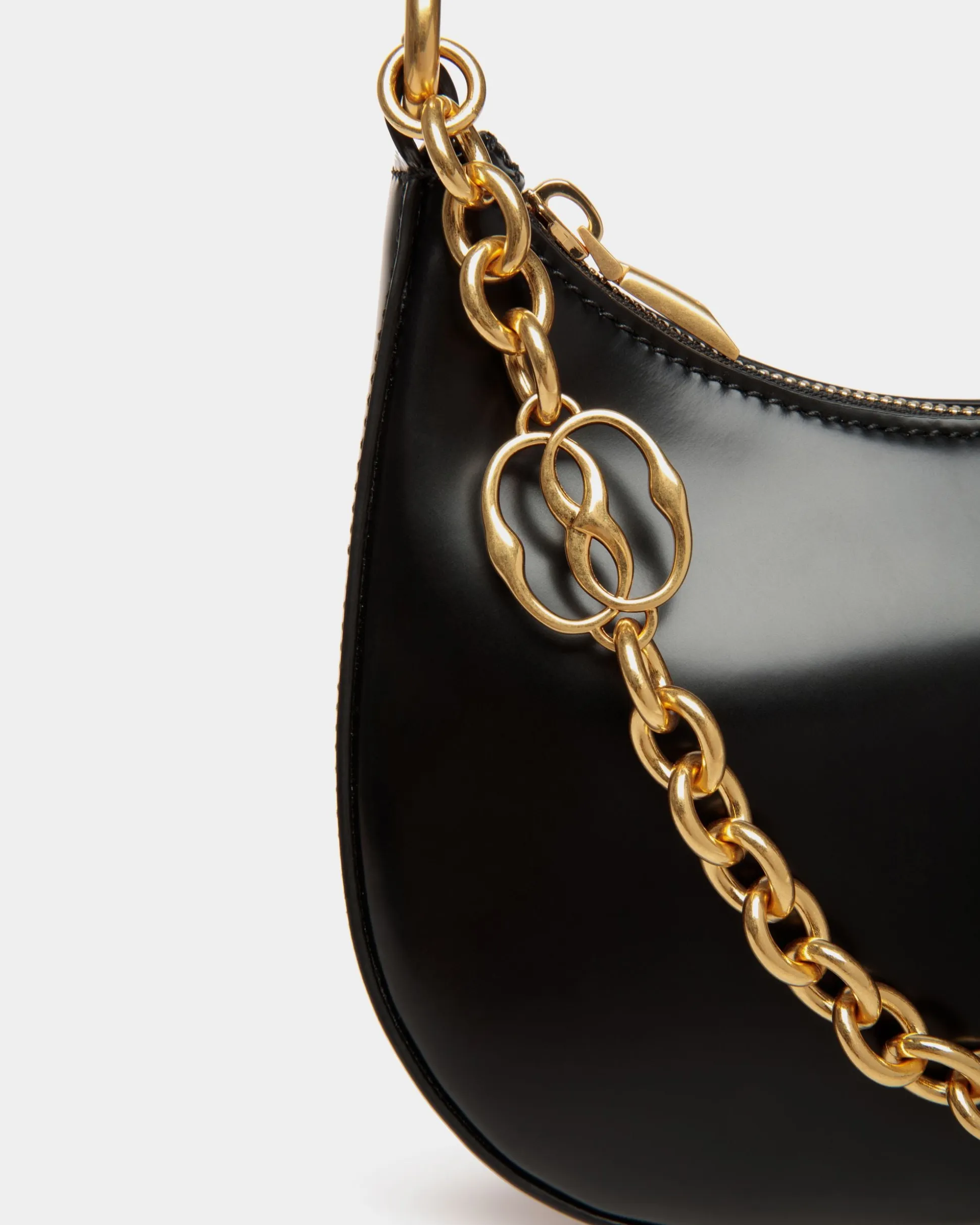 Emblem Mini Crossbody Bag in Black Brushed Leather