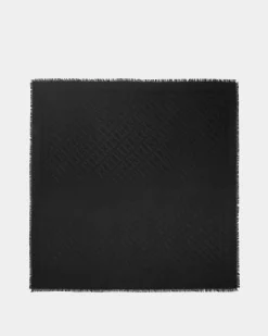 Emblem Print Square Scarf In Black Silk