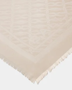 Emblem Print Square Scarf In Dusty Petal Silk