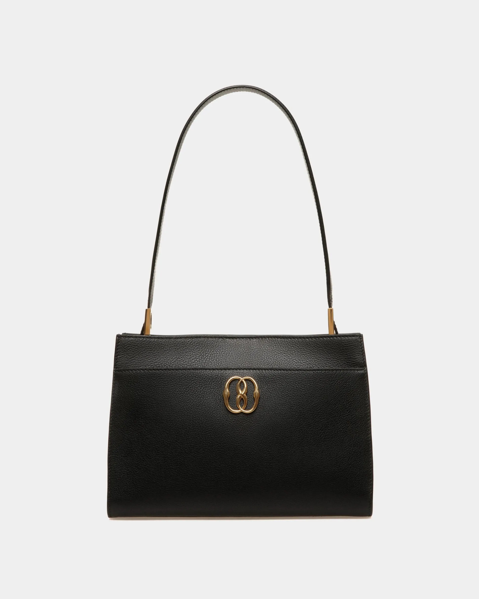 Emblem Shoulder Bag In Black Grained Leather