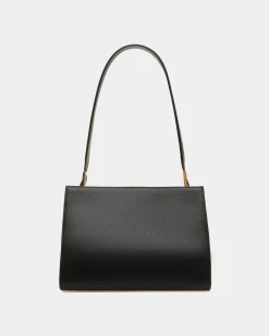 Emblem Shoulder Bag In Black Grained Leather