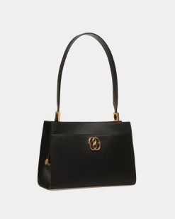 Emblem Shoulder Bag In Black Grained Leather