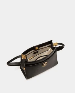 Emblem Shoulder Bag In Black Grained Leather