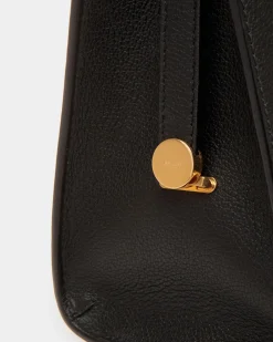 Emblem Shoulder Bag In Black Grained Leather