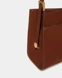 Emblem Shoulder Bag in Brown Suede