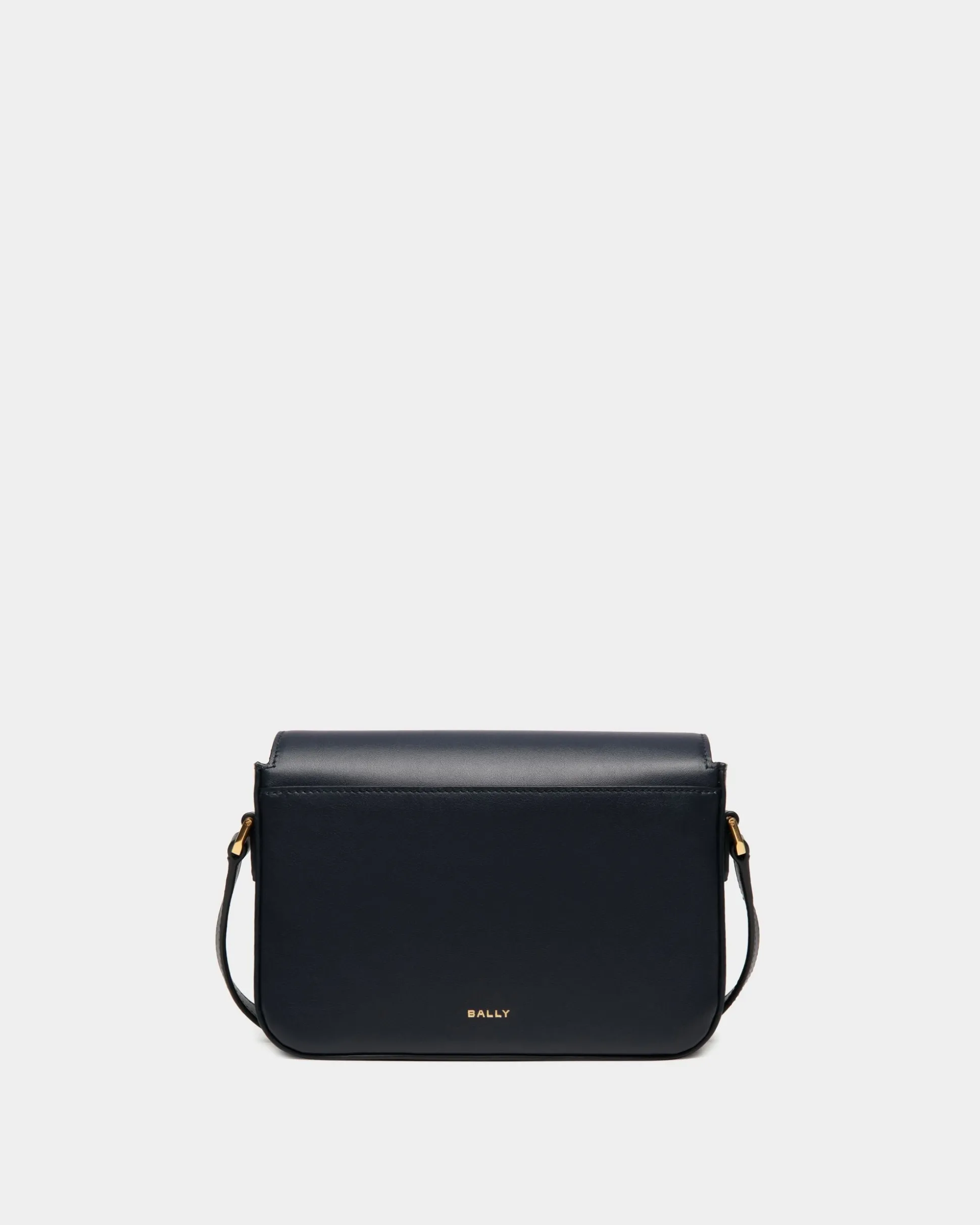 Emblem Small Crossbody Bag in Navy Blue Leather