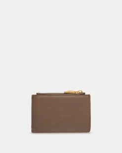 Emblem Wallet in Beige Leather
