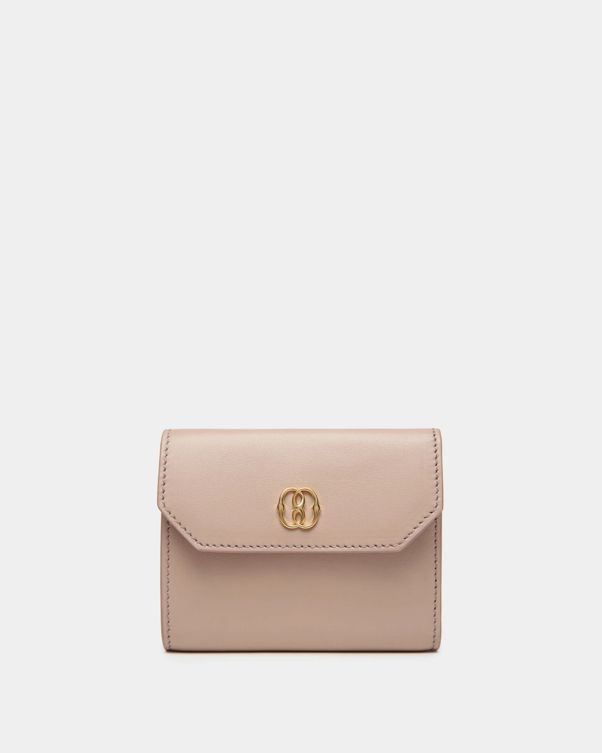 Emblem Wallet In Light Beige Leather