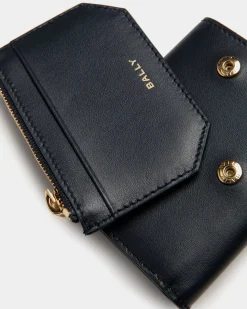 Emblem Wallet in Navy Blue Leather