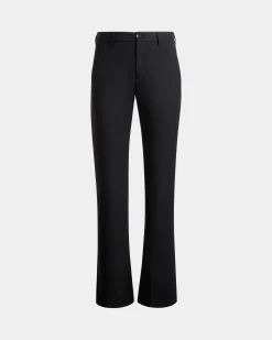 Flared Pants In Navy Blue Wool