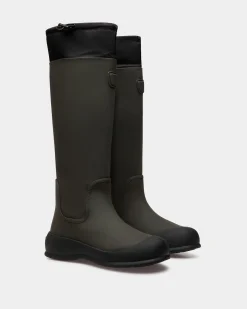 Frei Boot in Military Green Rubberized Leather