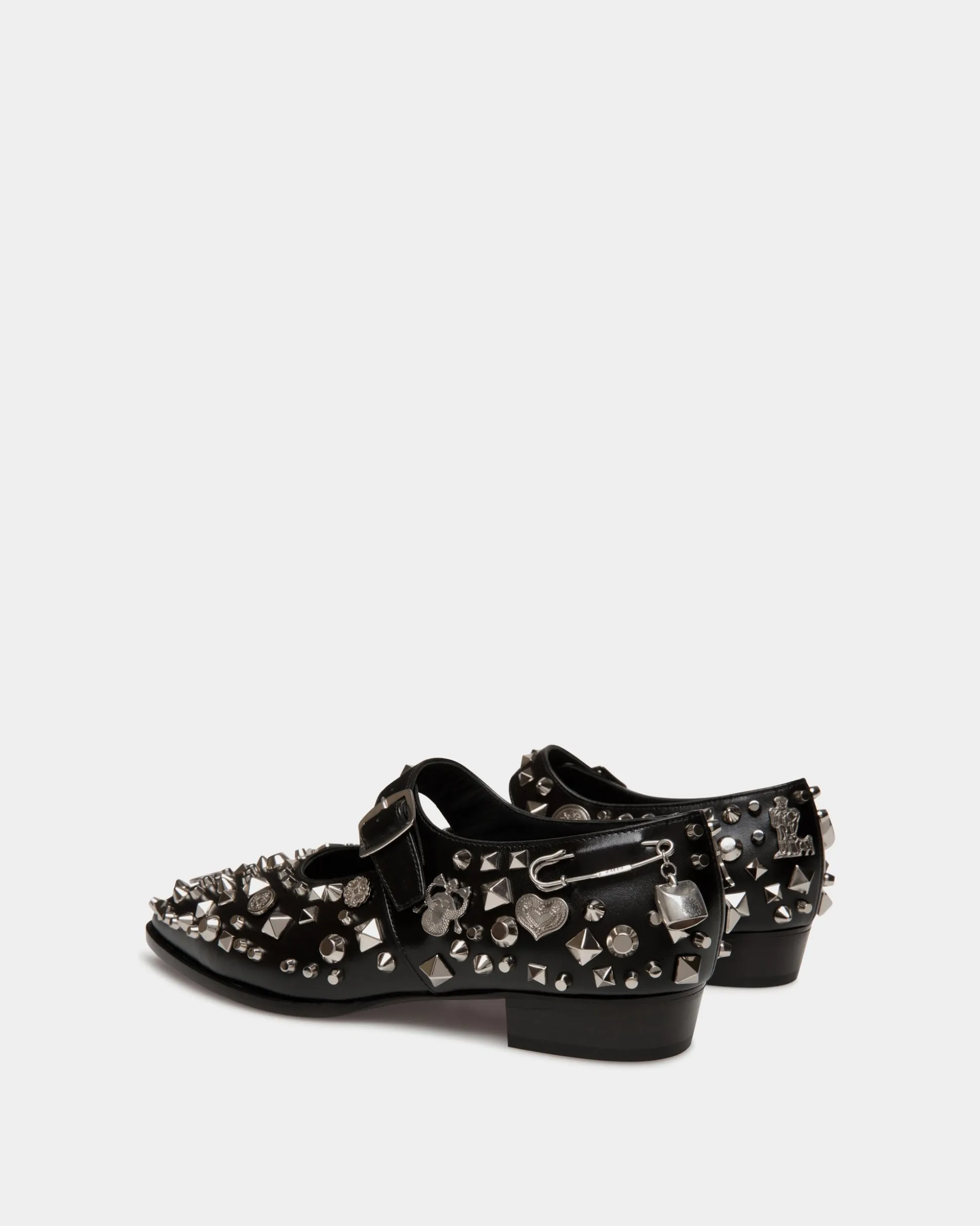 Glendale Mary-Jane In Black Leather with Studs
