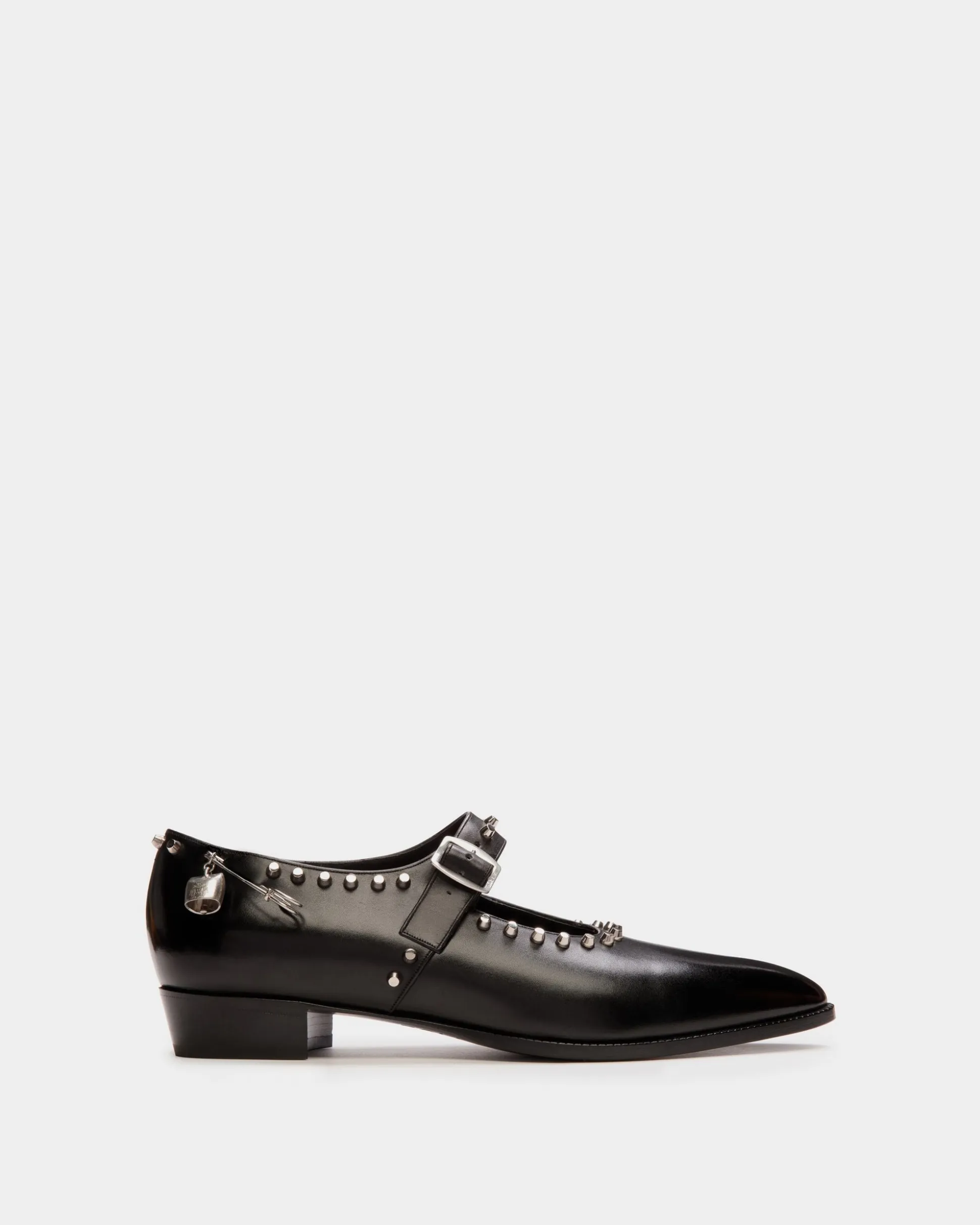 Glendale Mary-Jane in Black Leather with Studs