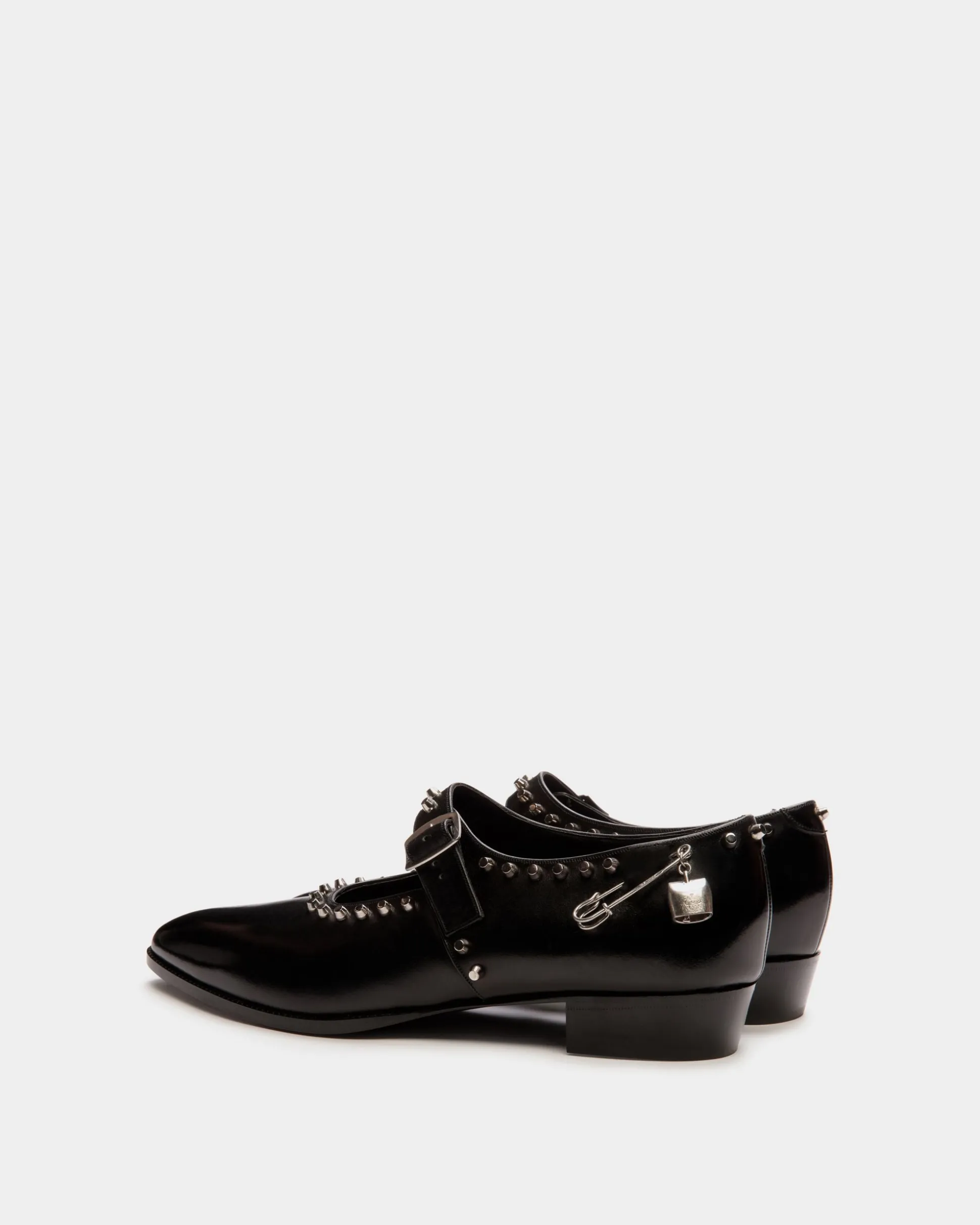 Glendale Mary-Jane in Black Leather with Studs