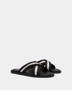 Glide Sandal in Black and White Nylon