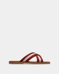 Glide Sandal in Red and White Nylon