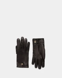Gloves With a Bally Crest Logo In Black Leather