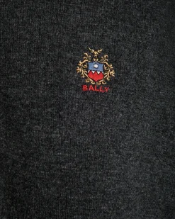 Half Zip Sweater In Dark Grey Wool And Cashmere