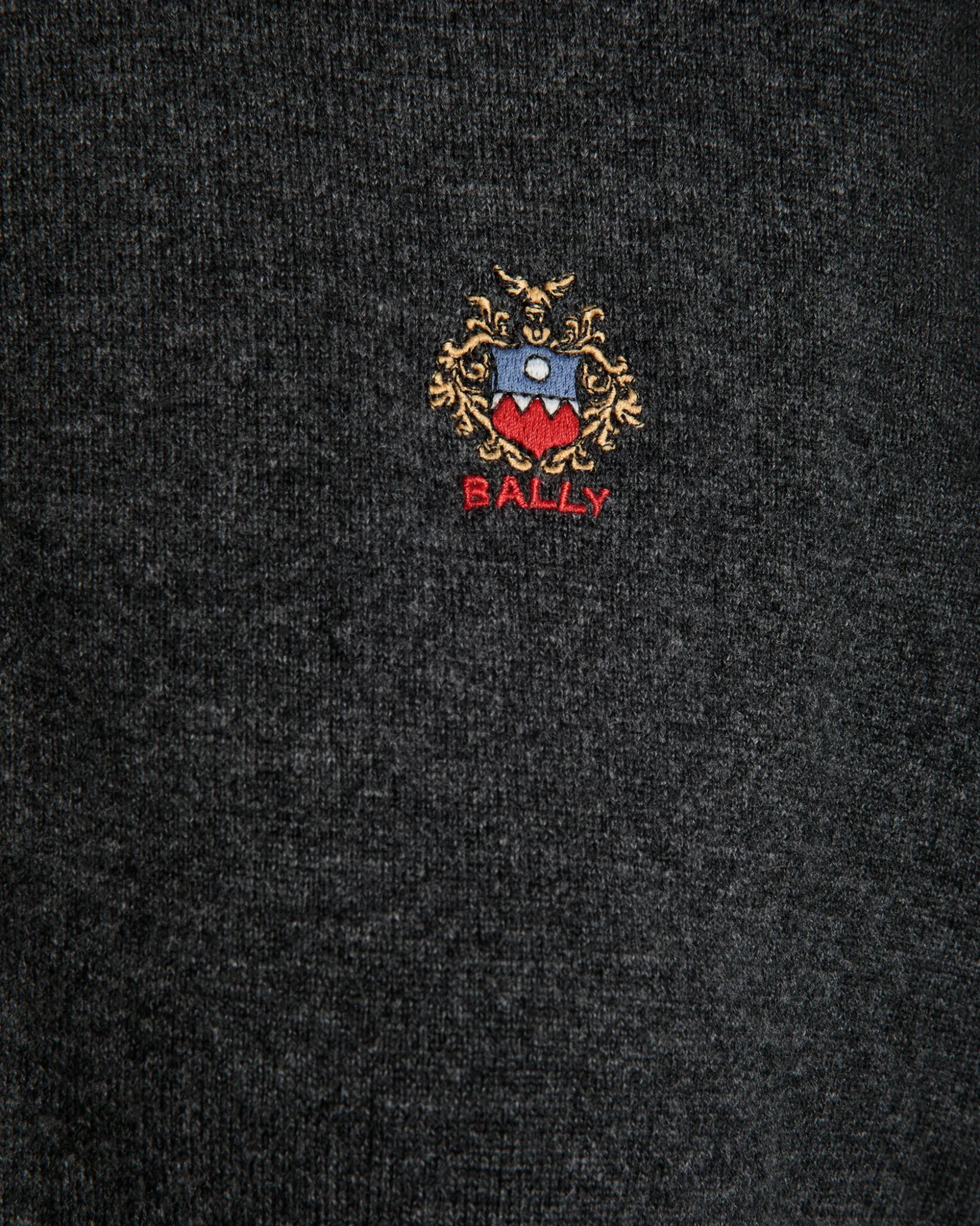 Half Zip Sweater In Dark Grey Wool And Cashmere