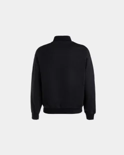 Half Zip Sweatshirt With a Bally Crest Logo In Navy Blue Cotton