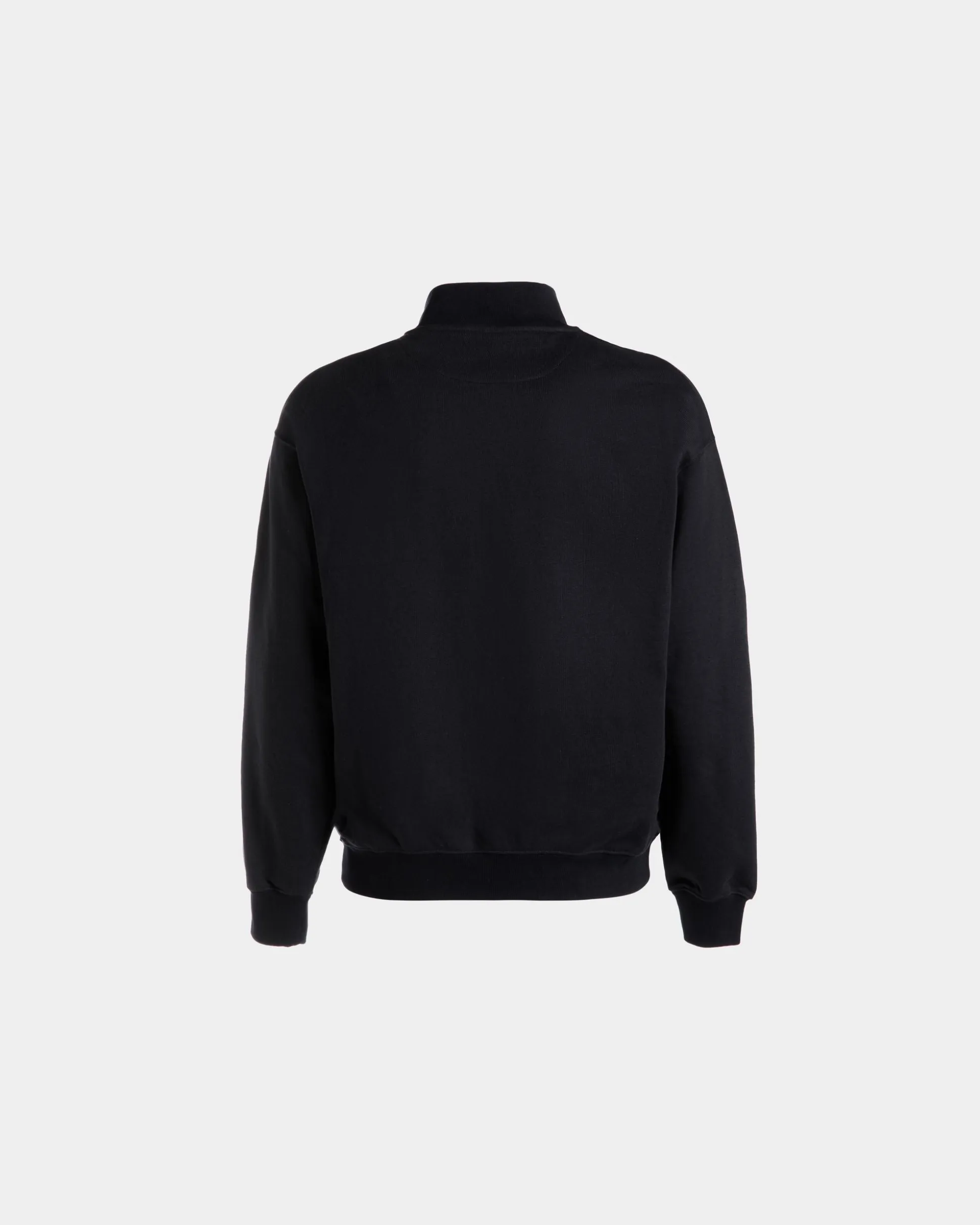Half Zip Sweatshirt With a Bally Crest Logo In Navy Blue Cotton