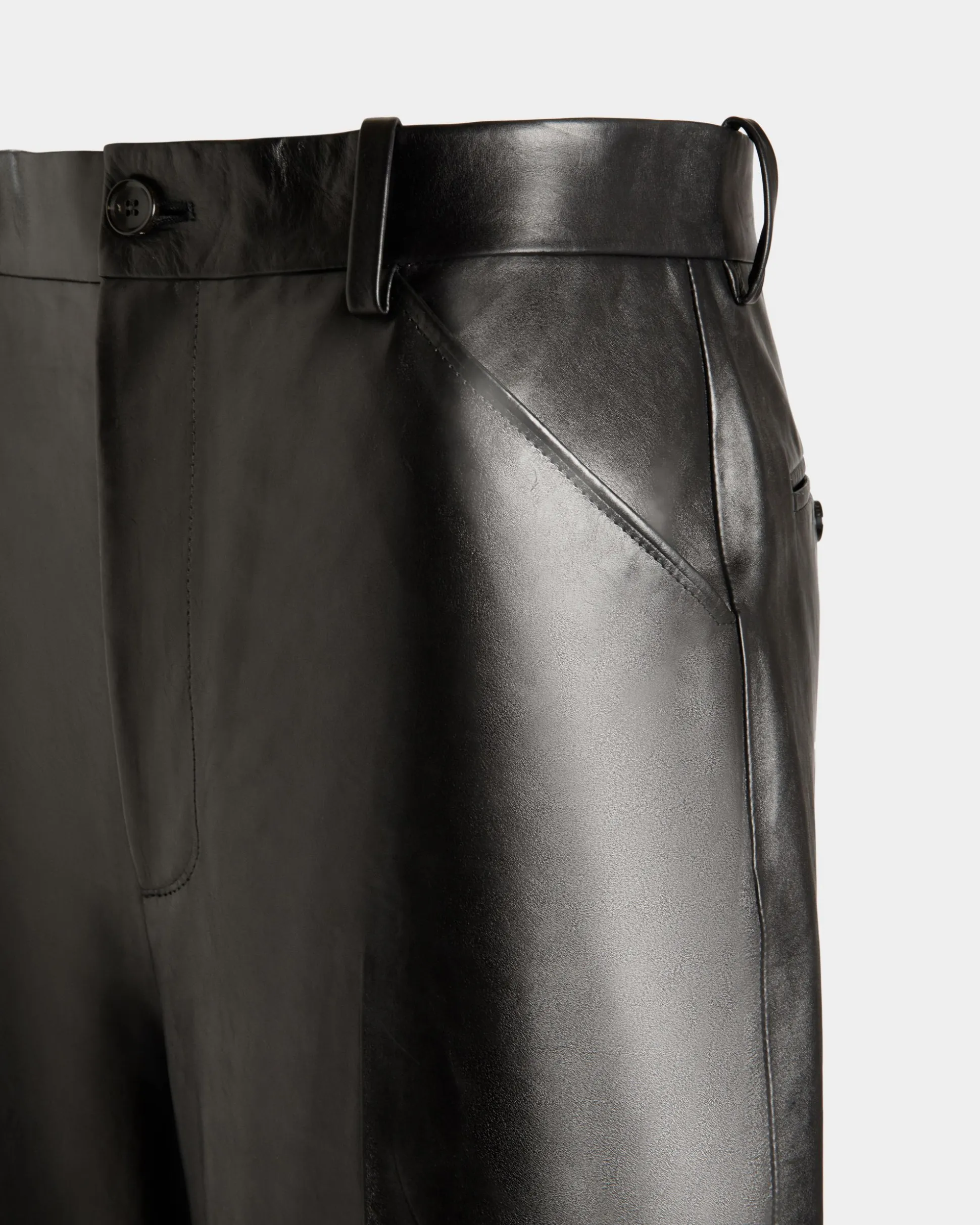 High Waist Pants In Black Leather