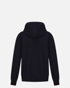 Hoodie In Navy Blue Wool