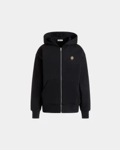Hoodie With a Bally Crest Logo In Black Cotton