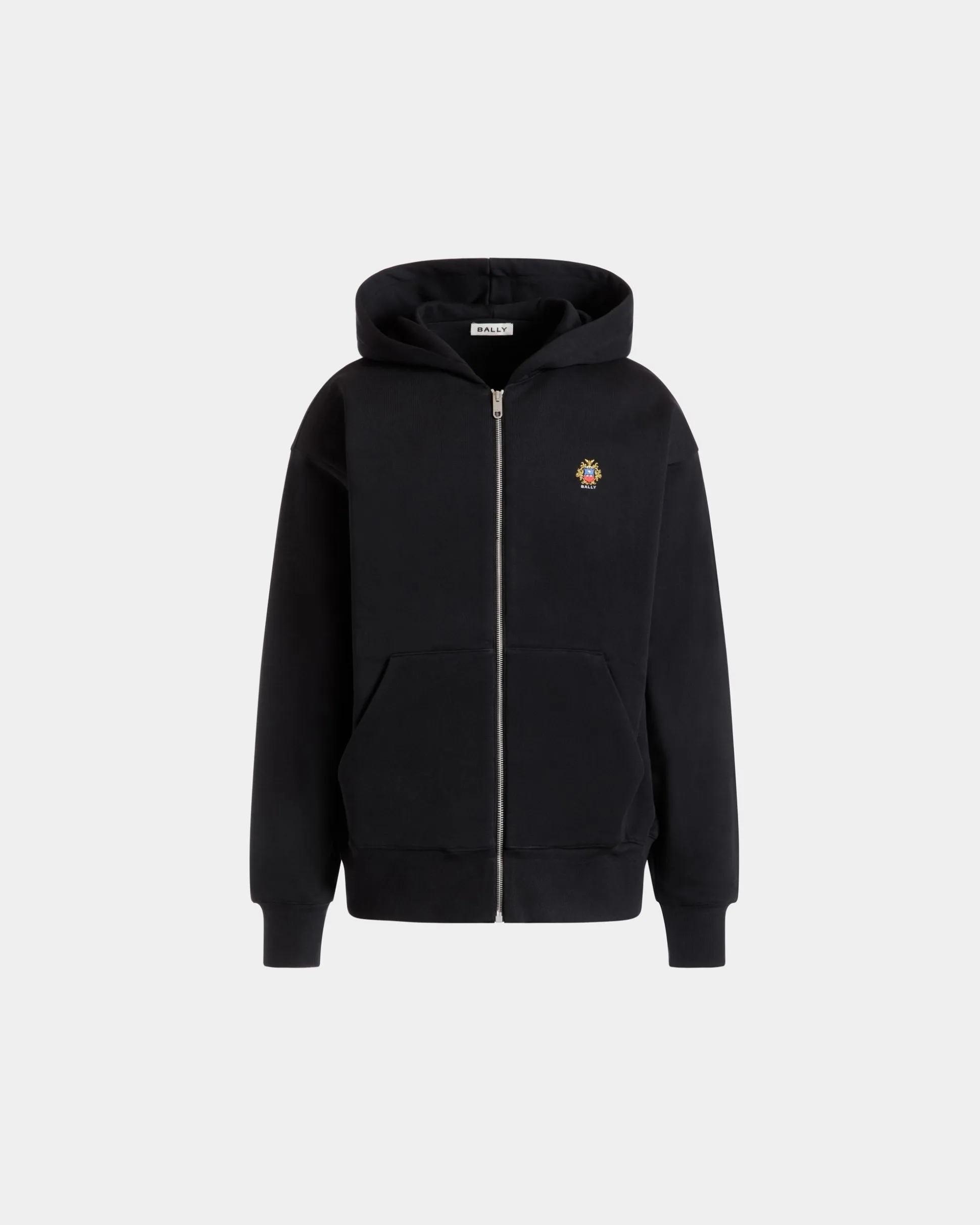 Hoodie With a Bally Crest Logo In Black Cotton