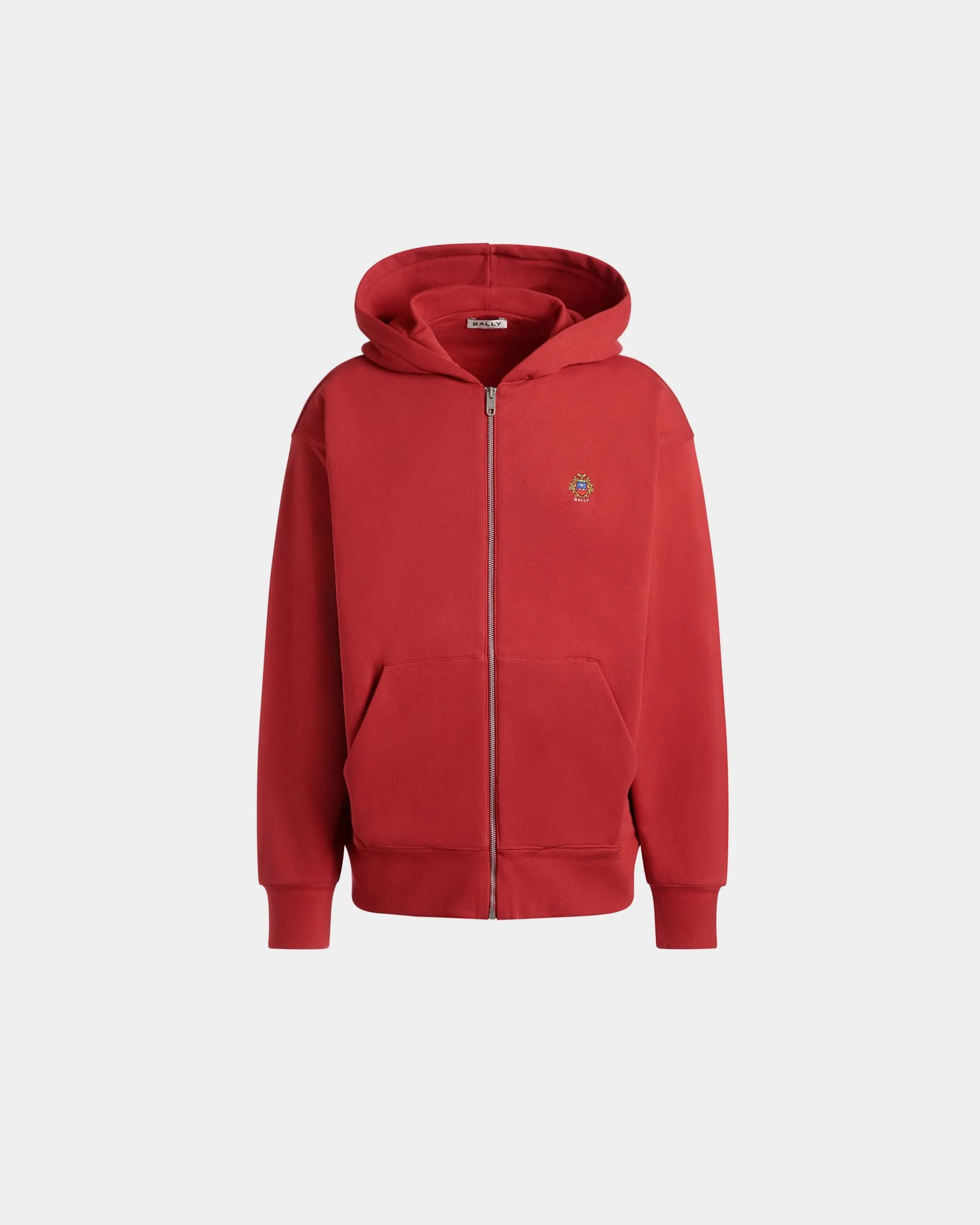 Hoodie With a Bally Crest Logo In Red Cotton