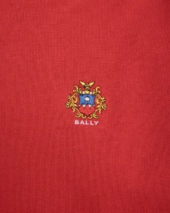 Hoodie With a Bally Crest Logo In Red Cotton