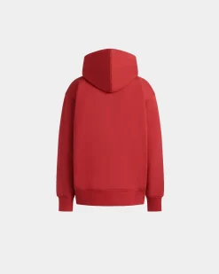 Hoodie With a Bally Crest Logo In Red Cotton