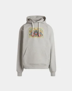 Hoodie With Bally Crest Label In Grey Melange Cotton