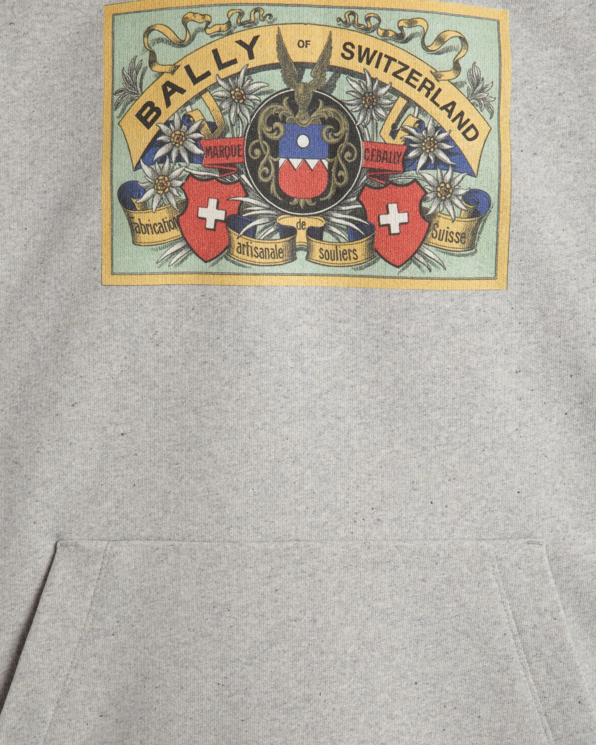 Hoodie With Bally Crest Label In Grey Melange Cotton