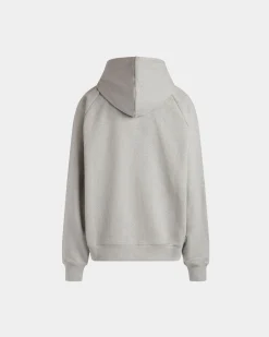 Hoodie With Bally Crest Label In Grey Melange Cotton
